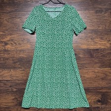 SHEIN Women’s Dress - Green Geometric Pattern, Short Sleeve - Size 6 Stretch