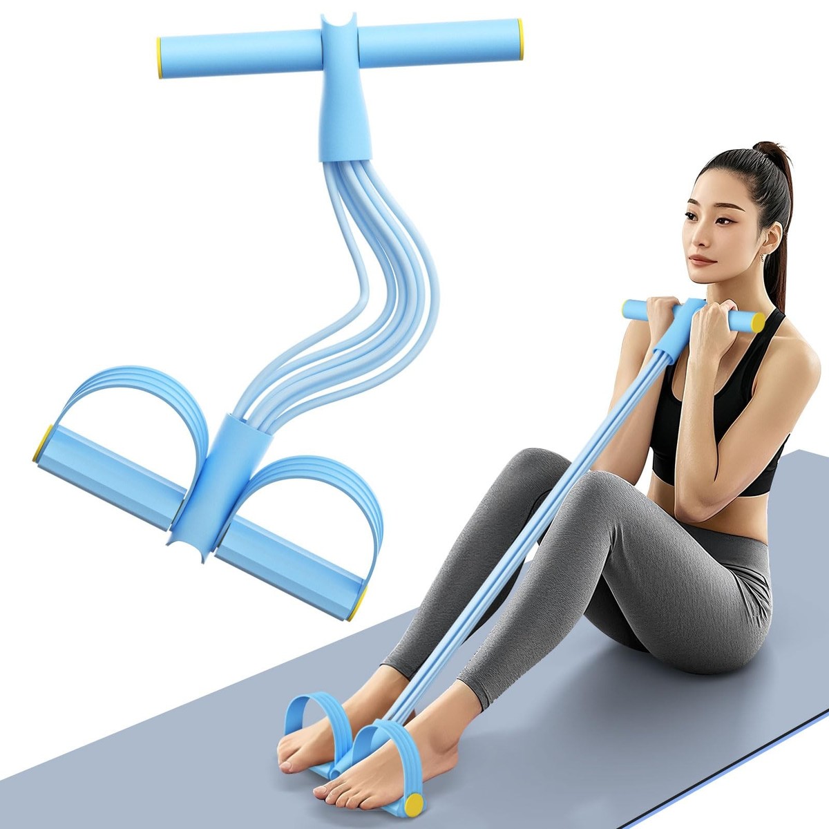 21 Fitness Resistance Bands-8 Tube Pedal Ankle Puller