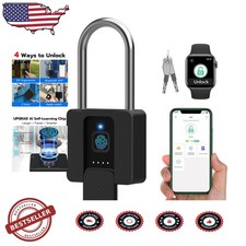 Heavy Duty Fingerprint Padlock 2.7" Shackle Bluetooth Keyless Smart Outdoor