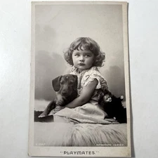 RPPC Playmates Girl Dachshund Dog Doll Antique Postcard Rotograph Series Photo
