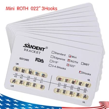 10 Kits Dental Orthodontic Braces Bracket Mini Roth 022 Slot 3-Hooks SANDENT