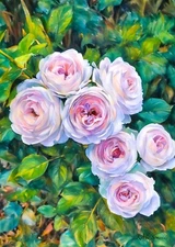 Artist Trading Card 2.5 x 3.5 ACEO Grandma's Garden ATC Print Of Pink Roses