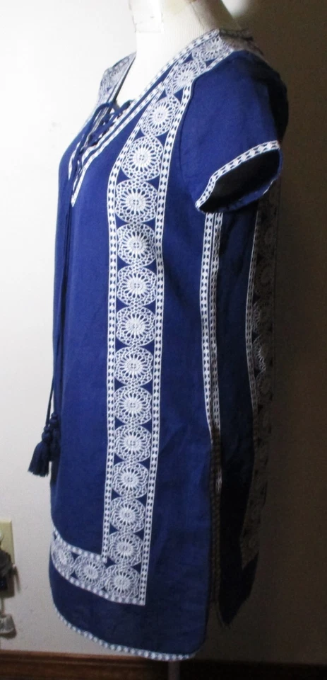 Vestido de linho VINEYARD VINES azul linho manga curta comprimento do joelho tamanho 2 - Imagem 4 de 4