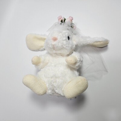 Vintage Bunny White Rabbit Fluffy Plush Stuffed Toy animal Japan