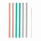 Typhoon Set Of 6 Foldable Silicone Straight Straws with Cleaning Brush
