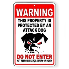 Dog Will Bite Beware Of Dog Metal Sign 8" x 12" Security Attack Keep Out Warning