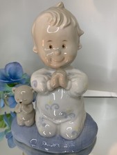 Boy and Bear Praying Vintage Baby Night Light Electric Lamp Ceramic