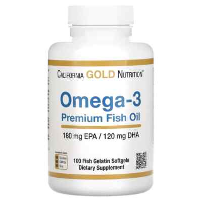 California Gold Nutrition Omega-3 Premium Fish Oil 180mg EPA 120mg DHA 100pc NEW