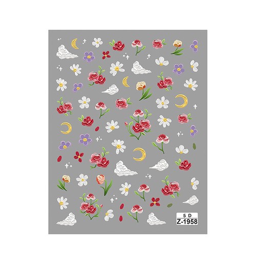 3d Spring Flower Nails Sticker Nail Art Floral Nail Water Transfer Nail Decal AT - Picture 5 of 6