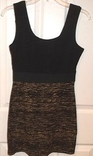 Womens H&M~Little BLACK & GOLD DRESS~size SMALL~NEW Mini Cocktail Stretch~Short