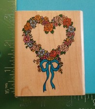 Rubber Stampede FLOWER HEART WREATH Rubber Stamp