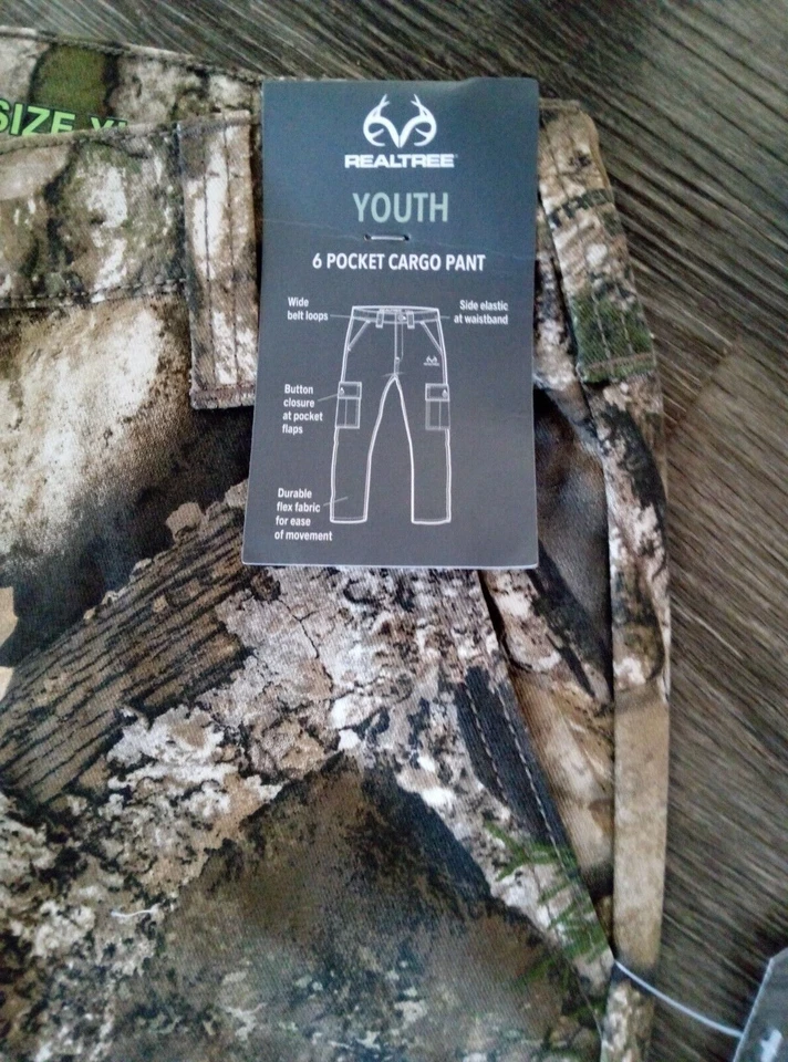 REALTREE APX Color 6 Pocket Cargo Camo Hunting Pants Youth Size XS (4-5) NWT - Image 2 of 4