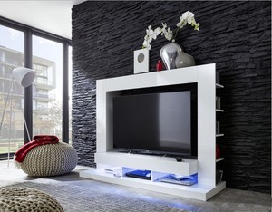 Parete porta tv moderna ring, soggiorno design con led, mobile ... Mobile parete tv