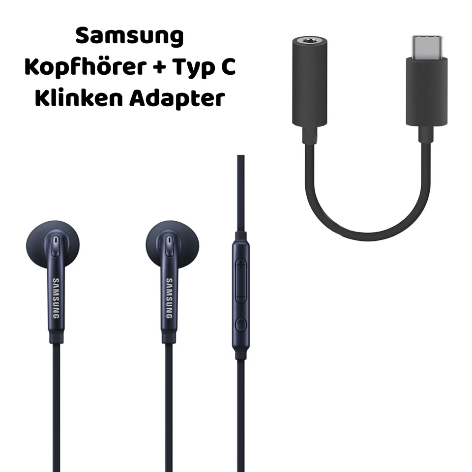 Original Samsung InEar Kopfhörer Für Samsung Galaxy S20 S21 USBC Adapter Schwarz - Bild 1 von 4