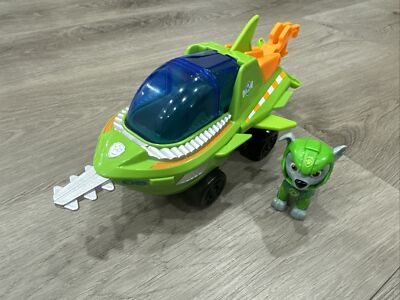 Paw Patrol Aqua Pups Rocky Transforming Sawfish Vehicle & Figure Complete Set