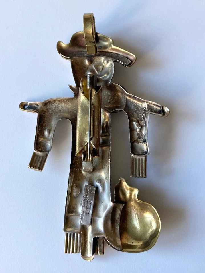 Colgante broche espantapájaros vintage oro plata 925 dos tonos Foto 3 de 4