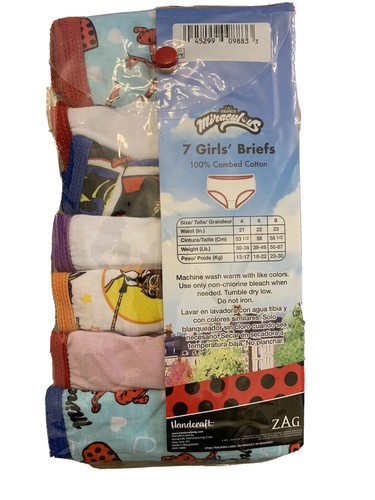 Girls Zag Heroez Miraculous Lady Bug 7 PK Briefs Panties Underwear Size 6 cotton - Picture 2 of 6