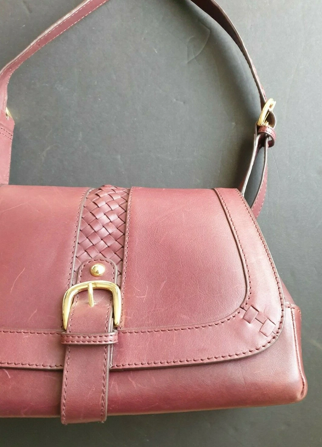 LL BEAN BOAT AND TOTE Borsa a tracolla LL Bean Firma Bordegna in pelle bordeaux