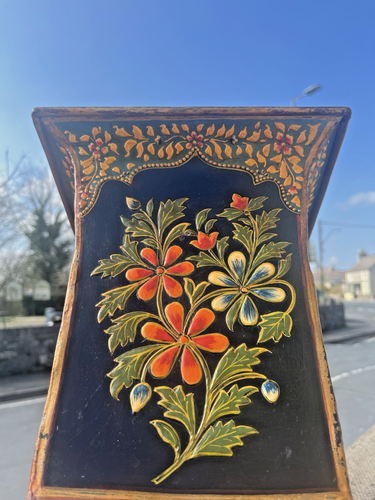 VINTAGE INDIAN FLORAL FRENCH REGENCY STYLE TOLEWARE JARDINIERE PLANTER LION FEET - Picture 18 of 20