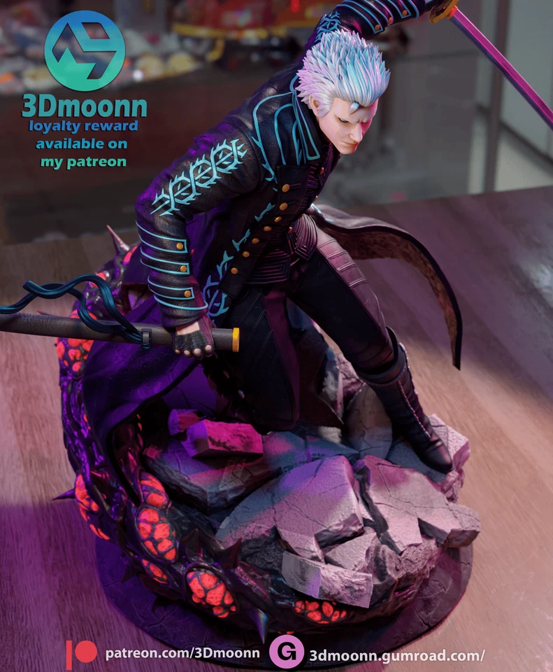 Vergil - Devil May Cry 5 Fan Art Kit - 1:8 Scale (9 inch) - 3Dmoonn - Image 3 of 4