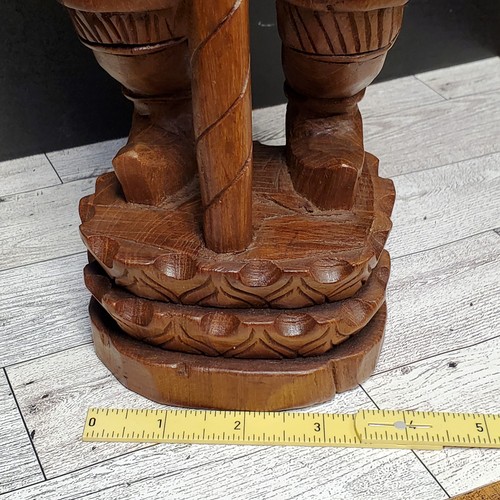 Vintage Yaksha Thai Tempelwächter Statue Teakholz geschnitzt Thailand Wächter 17,25 Zoll - Bild 10 von 15