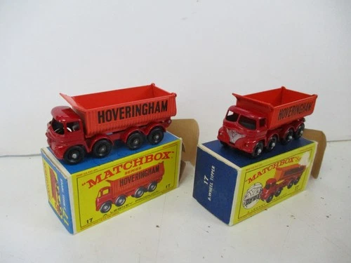 Matchbox Lesney Regular Wheels 2X #17 Hoveringham Tipper- base versions, boxed