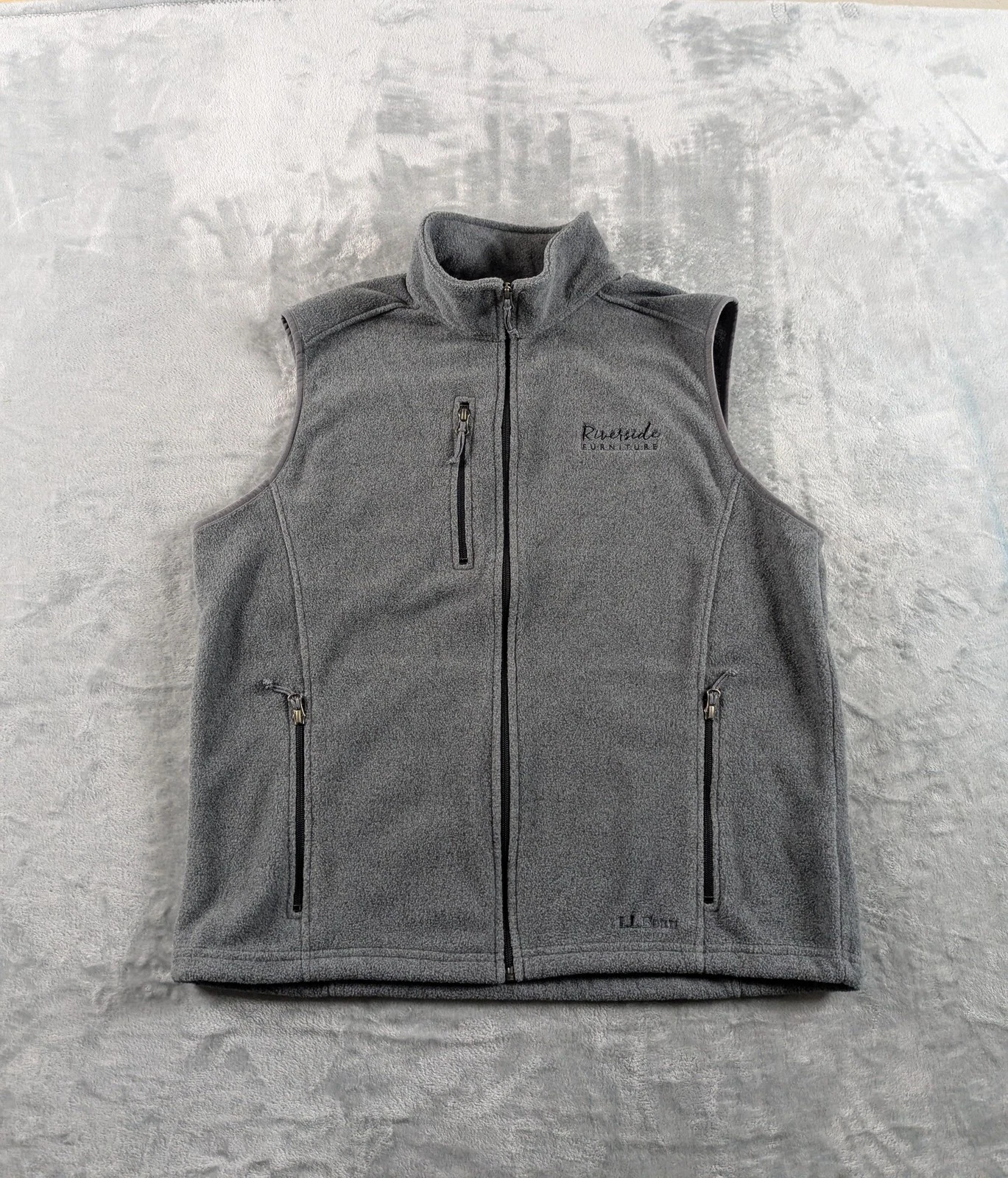 LL Bean Fleece Vest Mens Large Gray Full Zip Outdoors Lightweight Casual Pockets