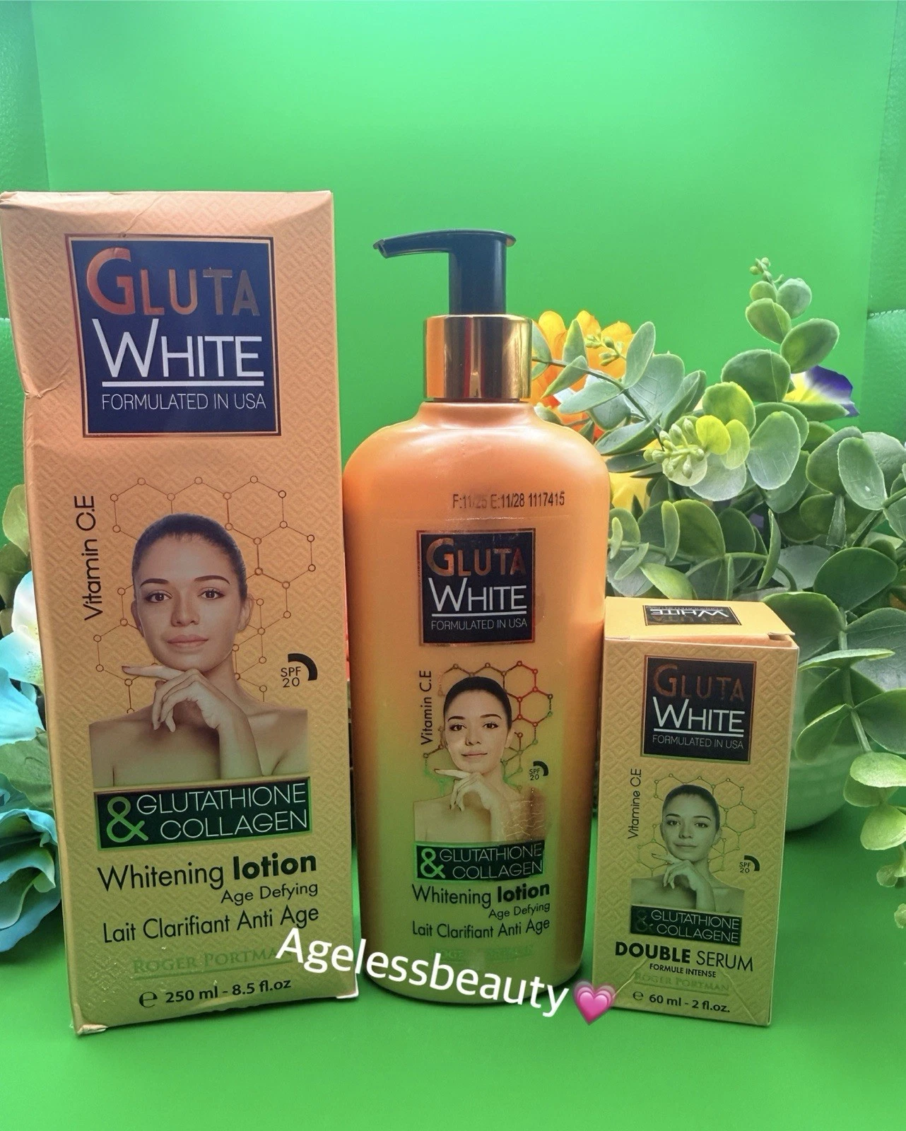 Gluta White Glutathione Collagen Clarifying Body Lotion 250ml & Serum 60ml