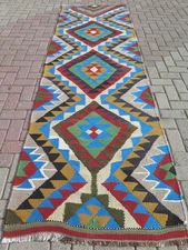 Rugs Runner, Vintage Turkish Kilim Runner, Carpet Runner, Aisle BlueRug 38"X125"