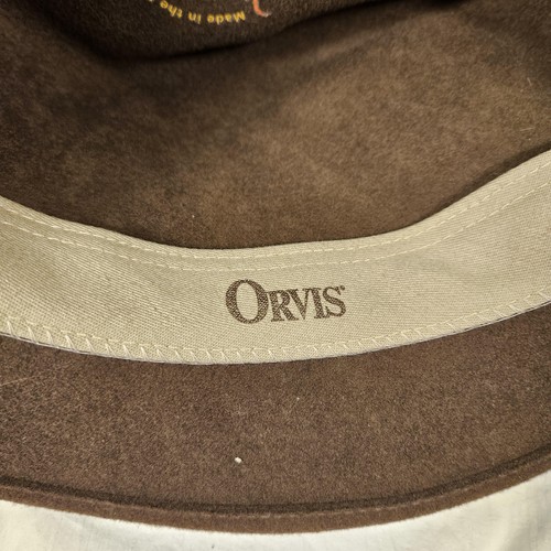 Orvis Hat Fedora Fitted Mens Large Brown Wool Lite Felt Water Repellent USA - Picture 9 of 10