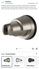 Ifealclear Vacuum Suction Cup Shower Head Holder Brushed Nickel 