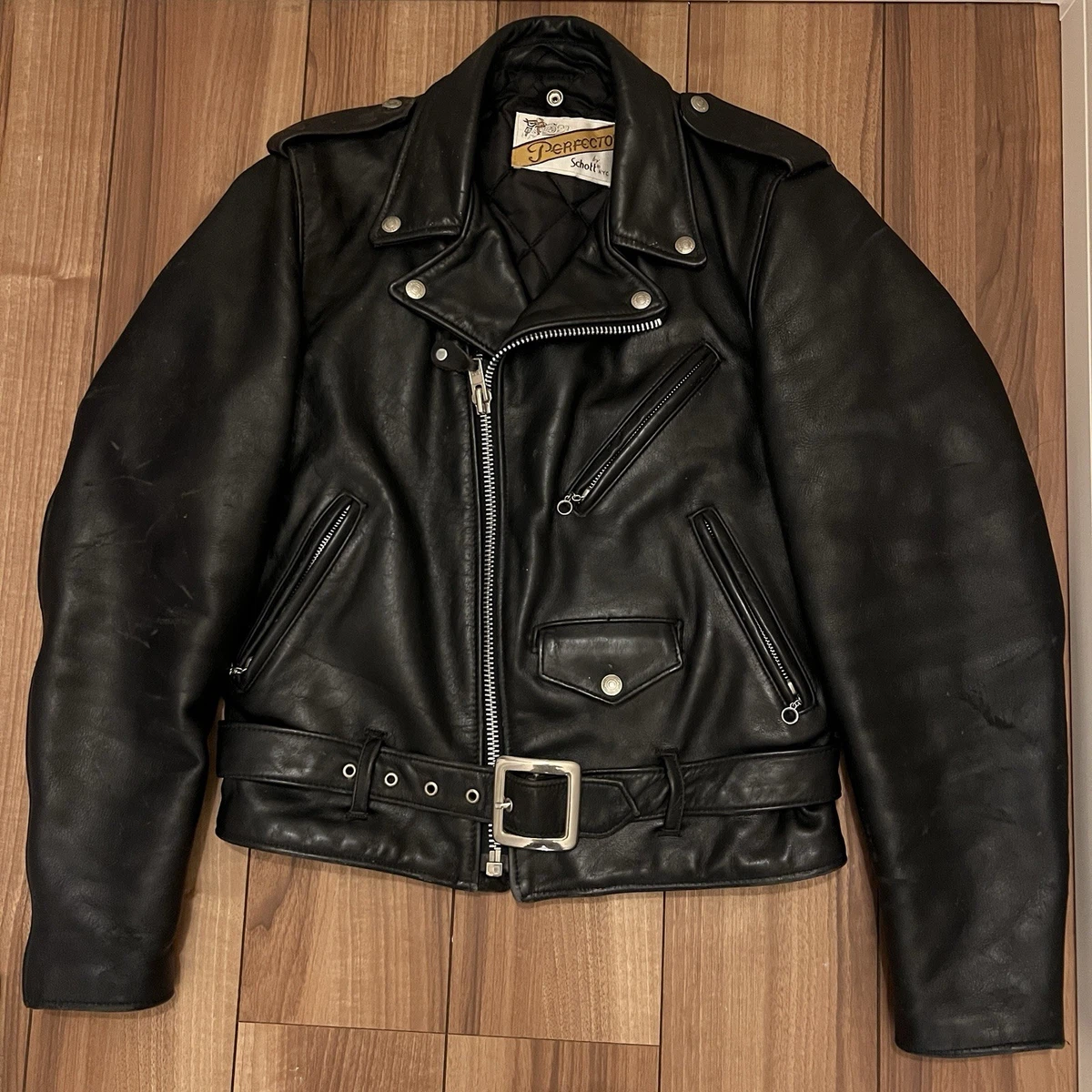 Chaqueta de moto de cuero de dirección Schott Perfecto Double 618 36 641 613 118