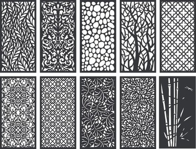 DXF DWG of PLASMA LASER AND ROUTER Cut -CNC 10 VECTOR PANEL ART