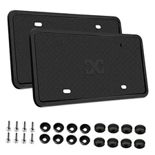 XCLPF Silicone License Plate Frame Covers 2 Pack- Front and Back Car Black