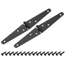 2Pcs Strap Hinges 4 Inch Shed Door Hinges Gate Hinge with Screws Black