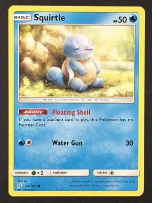 squirtle pokemon card ebay Pokemon TCG Squirtle Sleeping 22/181 Regular Common SM Team Up NM Cute Card