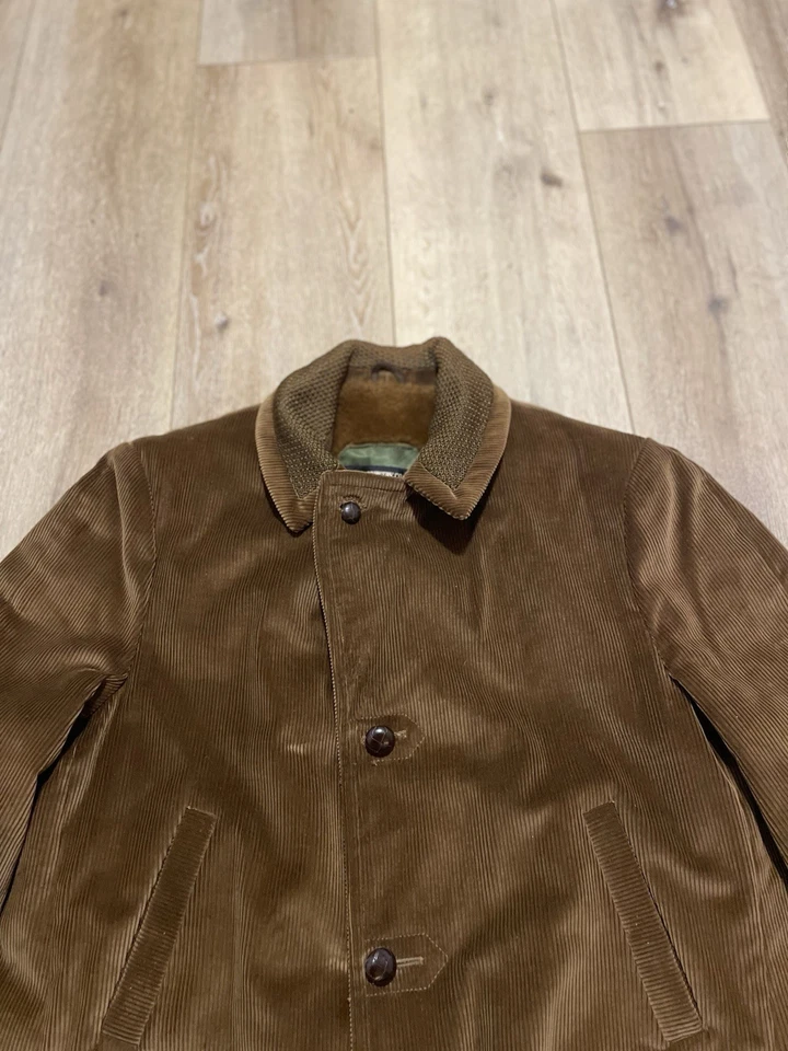 稀有复古 80 年代西尔斯乡村灯芯绒风衣,带毛皮衬里,大号 44 — 第 3/4 张图片