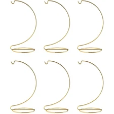 Ornament Display Stand Hanger Holder - 8 Inch Tall Gold ~Pack of 6 Stands