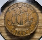 Photo of a 1943 George VI Half Penny from an eBay listing that sold on Jun 4, 2026