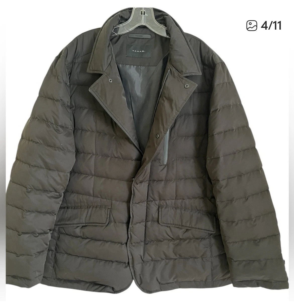 Tahari Men's dawn Black Quilted Puffer Jacket Mid-Length Casual Stand Collar