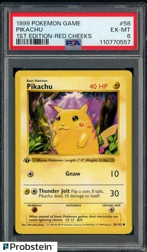 1999 Pokemon Game 1st Edition #58 Pikachu Red Cheeks PSA 6 EX-MT