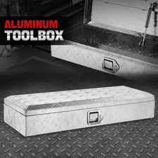 34" W Aluminum Truck Trailer Trunk Bed Tongue Tool Storage Box + Lock & Keys