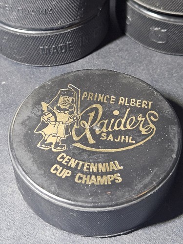 Prince Albert Raiders Centennial Cup Champs Game Used Puck - Picture 3 of 3