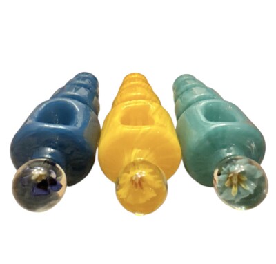 5'' Inlayed Flower  Colorful Thick Glass Pipe Tobacco Smoking Hand Pipe THB-81