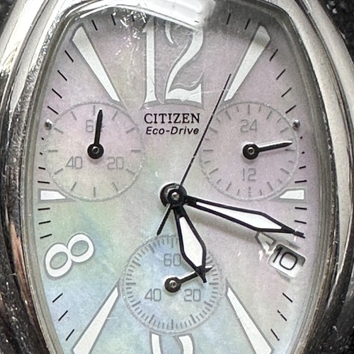 Citizen Eco-Drive Men's Chronograph Date Watch Silver Brown Leather 32x36mm - Picture 4 of 23