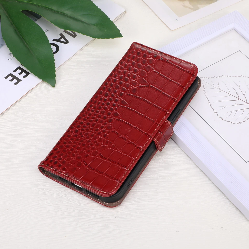 Genuine Leather Crocodile Flip Wallet Case Cover for Google Pixel 9 Pro XL 8a/7a - Image 4 of 4