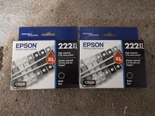 2024 Genuine Lot 2 Epson #222XL Black 222 XL Expression XP-5200 WORKFORCE 2960