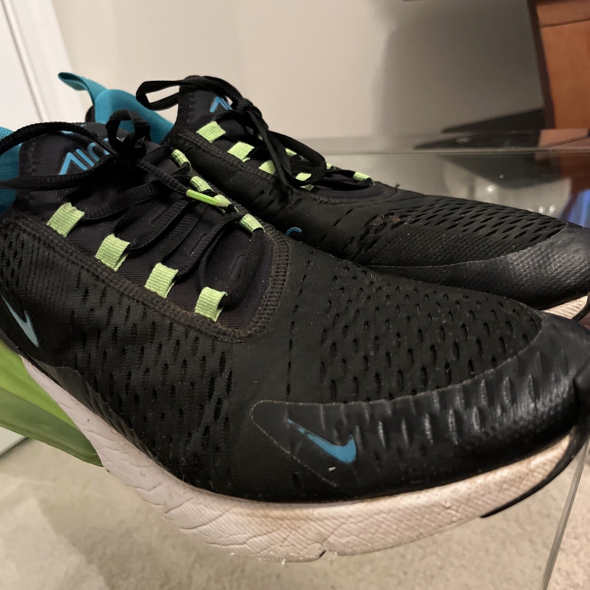 Nike Air Max 270 Shoes Mens 12 Black Green Strike Running Sneakers