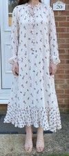 M&S Floral Maxi Long Sleeve Occasion Viscose Ivory Mix Floaty Dress Sz 10R BNWT