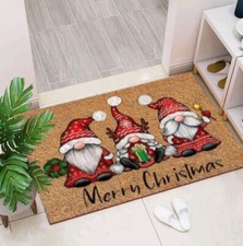 Tappeto tappeto a tema natalizio 1 pz con tre figure di Babbo Natale 